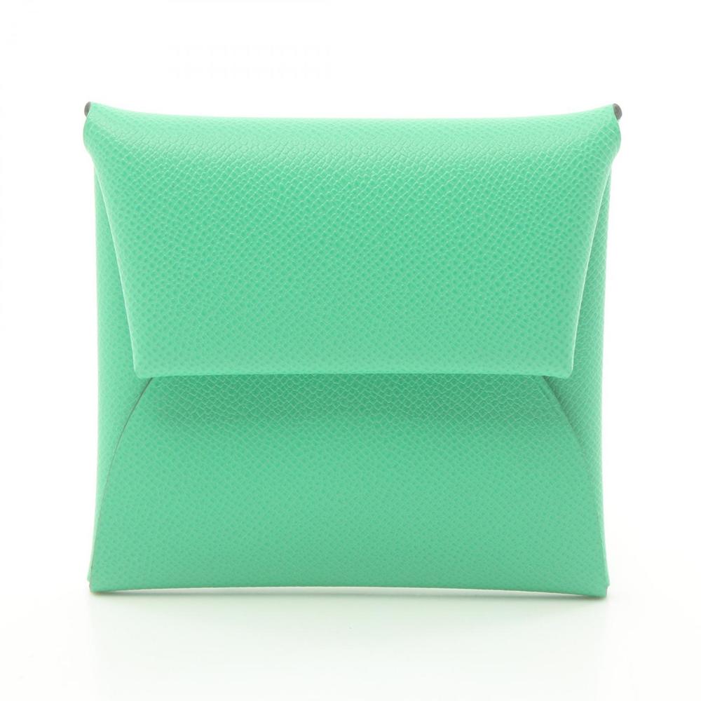 HERMES Bastia Vert Comics Wallet Leather Vaux Madame Green
